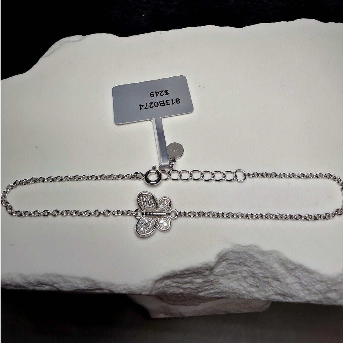 7+1 0.1ct Moissanite Butterfly dainty Bracelet 925 Sterling Silver
