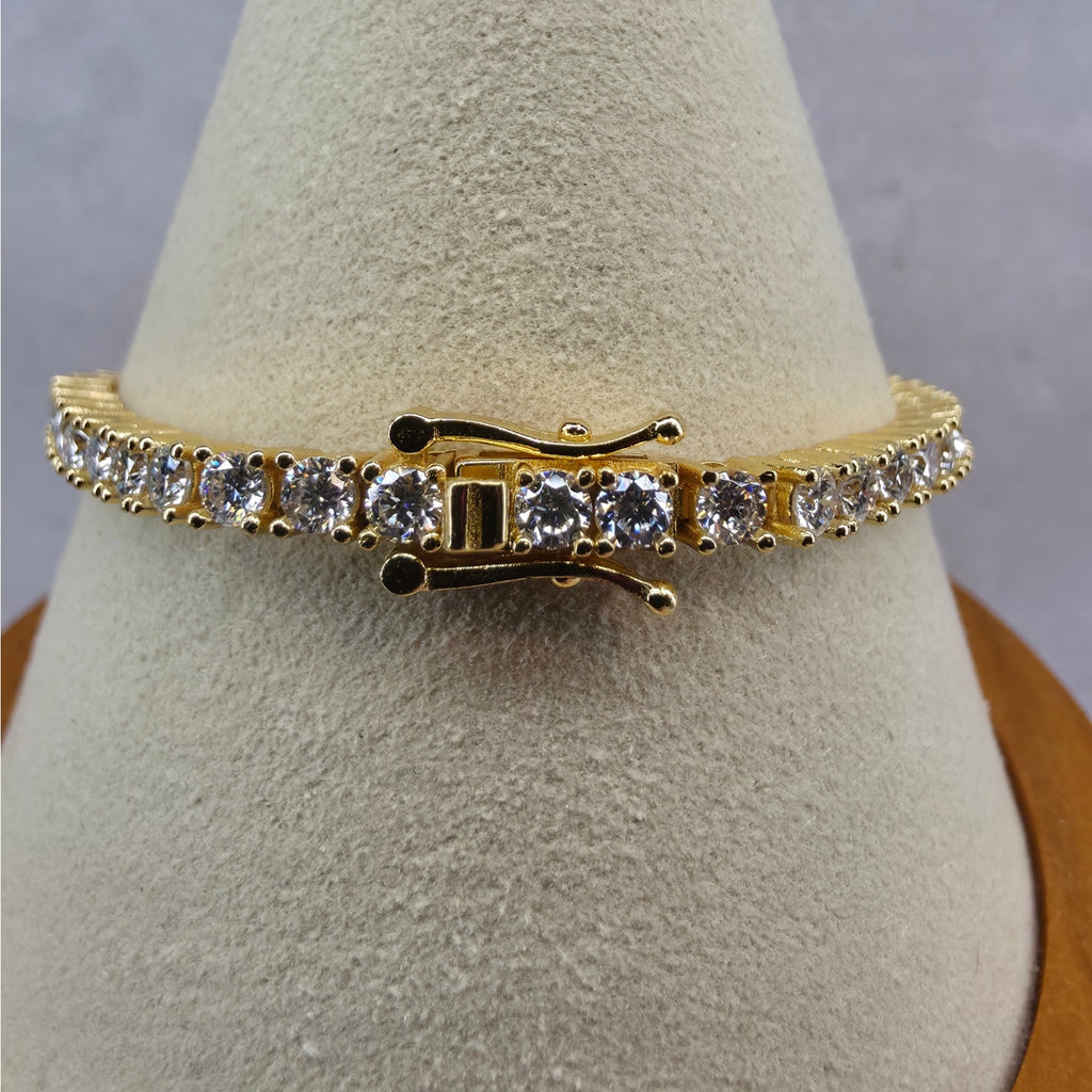 7" 3.5mm Moissanite Tennis Bracelet Gold Plated 925 Silver - GRA Certified