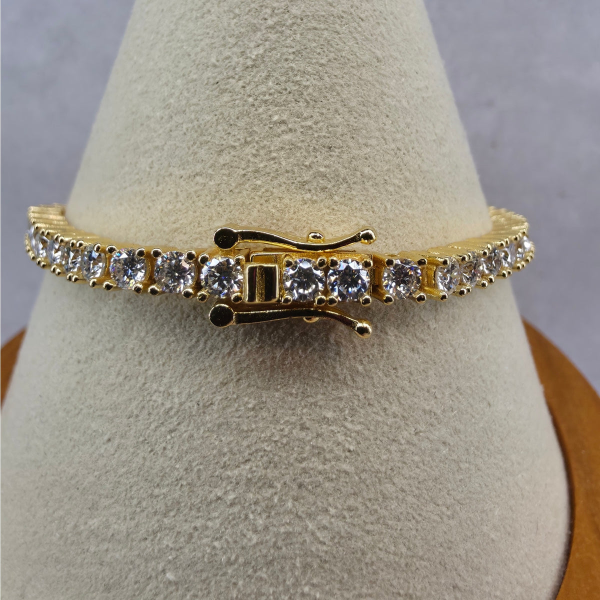 7" 3.5mm Moissanite Tennis Bracelet Gold Plated 925 Silver - GRA Certified