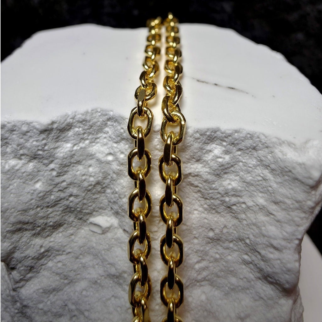Gold Vermeil Adjustable Anchor Link Chain Necklace | 2.6mm Sterling Silver Bolo