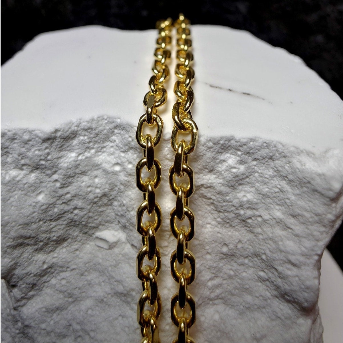Gold Vermeil Adjustable Anchor Link Chain Necklace | 2.6mm Sterling Silver Bolo