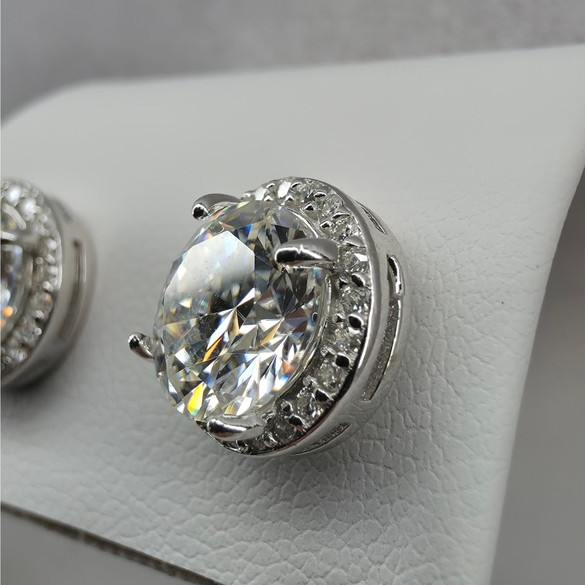 4.27ctw Moissanite Halo Stud Earrings 925 Sterling Silver w/Butterfly Push Back
