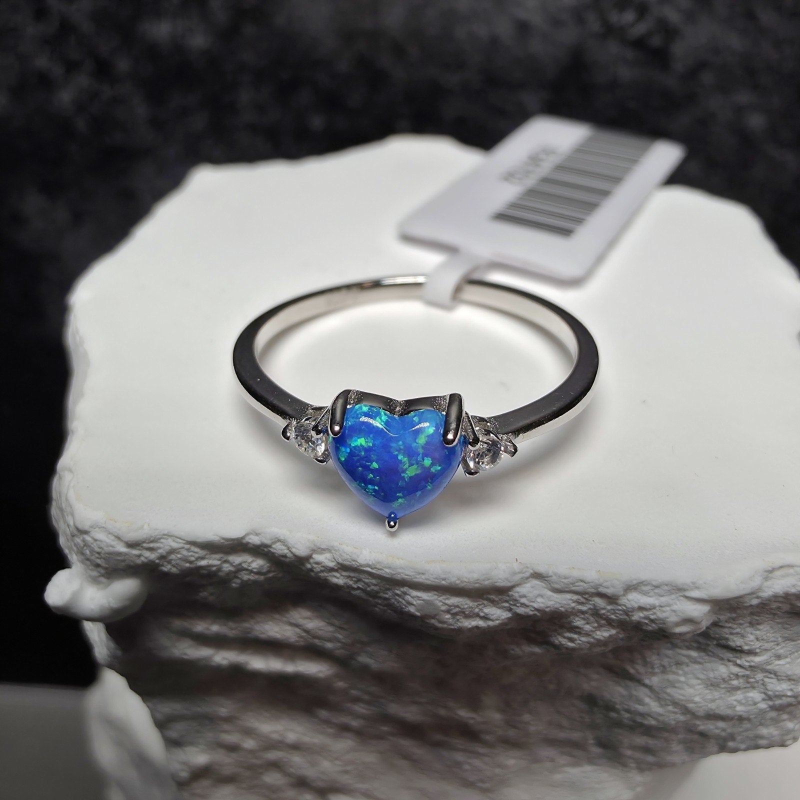 Blue Fire Opal & VVS1 D Moissanite Ring Size 8