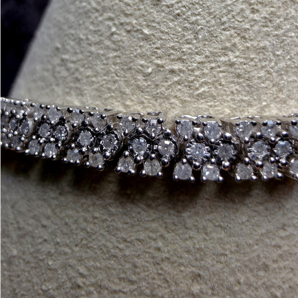 1ctw Lab Diamond Cluster Tennis Style Bracelet Solid 925 Silver 7.5" 4.8mm