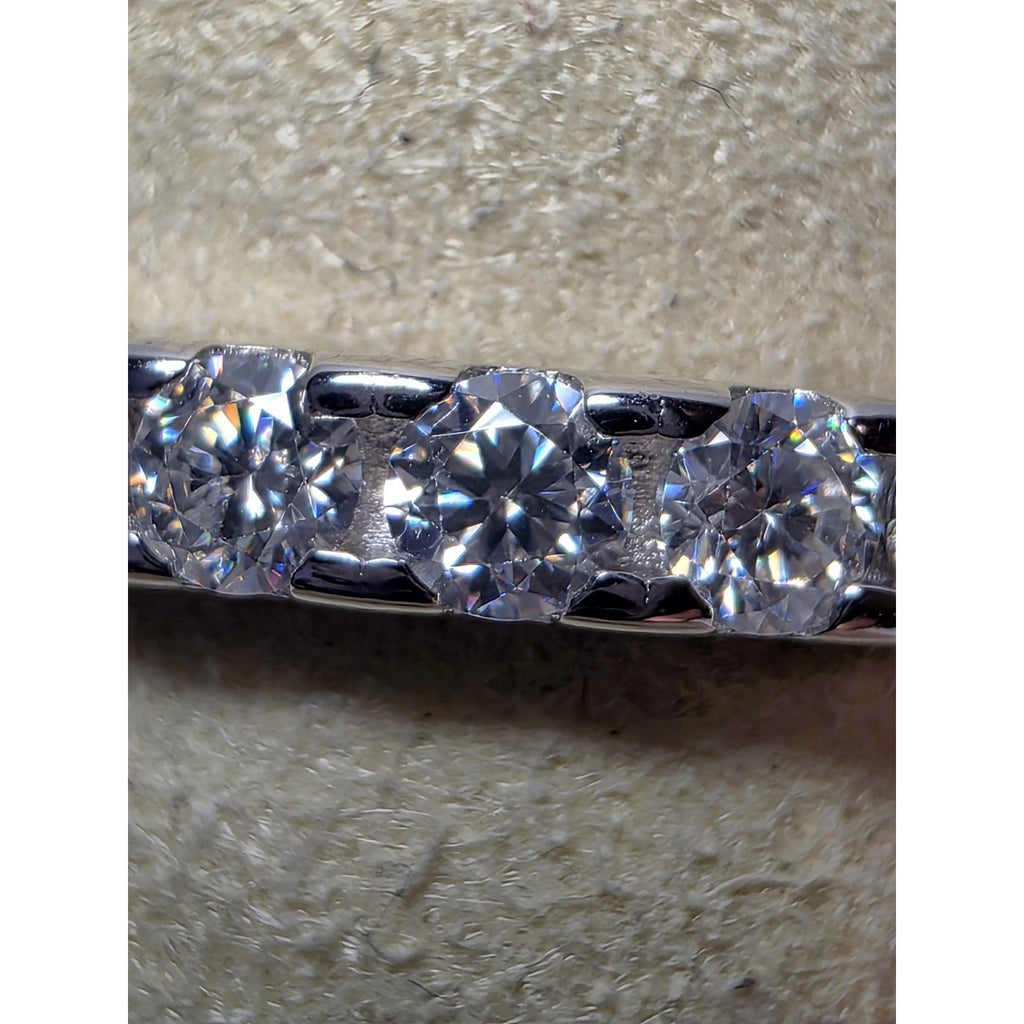 S8 0.96ctw Moissanite Eternity Band 925 Sterling Silver Solid Back