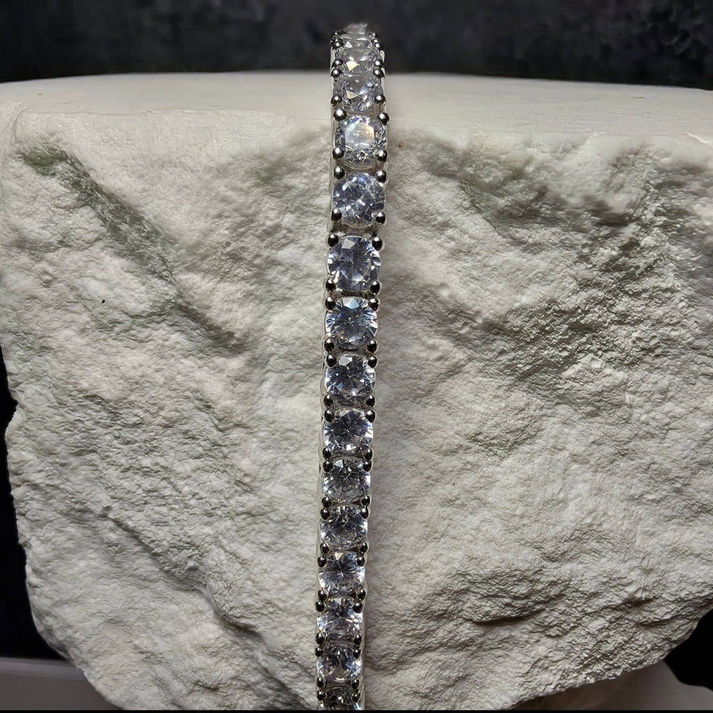 925 Sterling Silver 3.4mm CZ Tennis Bracelet - 7 Inches w/Box Lock
