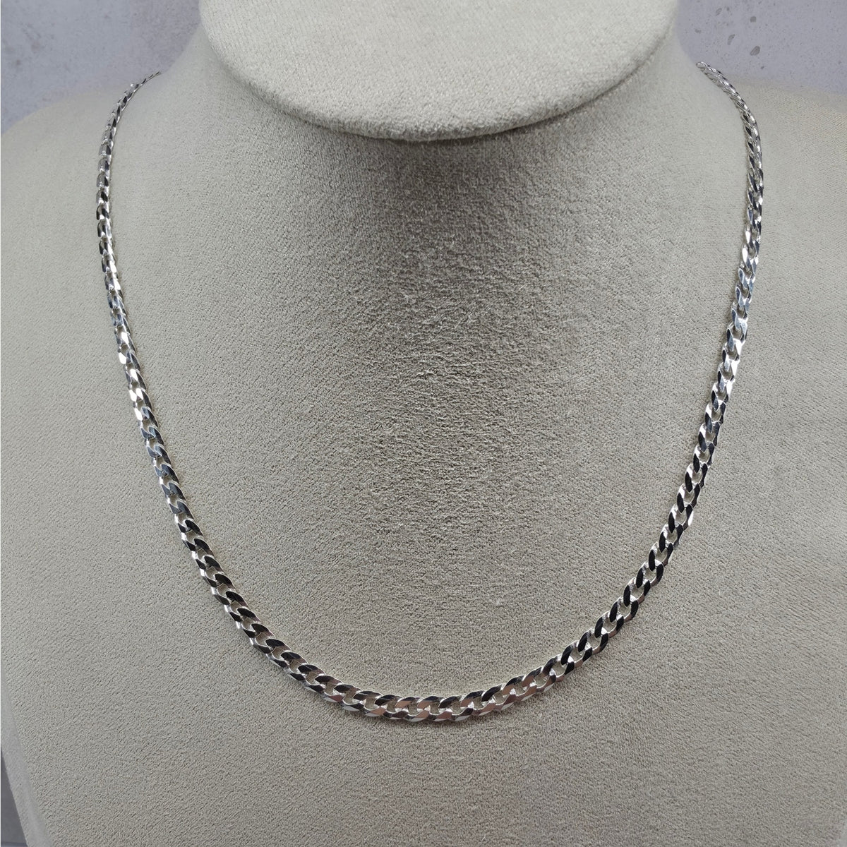 24" Flat Cuban Curb Chain 3.8mm 925 Sterling Silver 10g