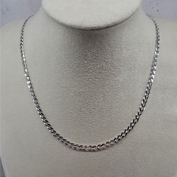 24" Flat Cuban Curb Chain 3.8mm 925 Sterling Silver 10g