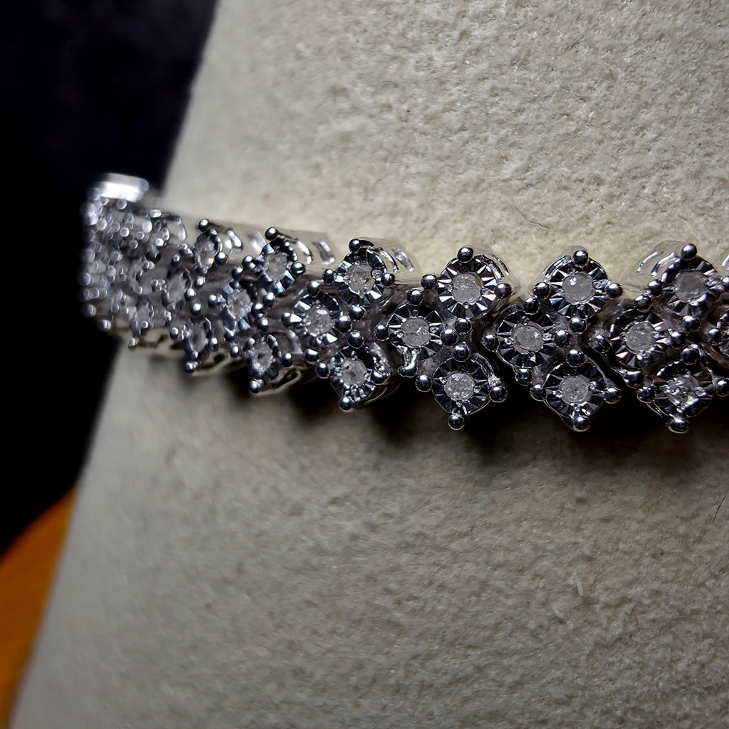 0.20 ctw Genuine Diamond Bolo Bracelet in 925 Sterling Silver | Adjustable