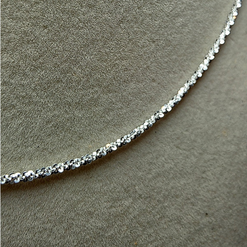 18" Twisted Rock Necklace 1.6mm Solid 925 Sterling Silver Unisex