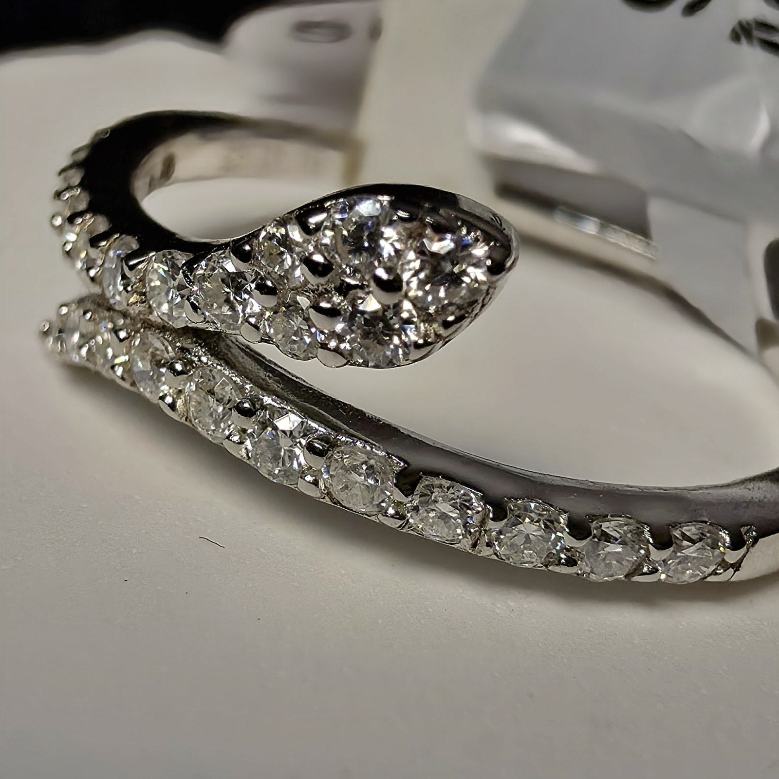 1.00 CTW Moissanite Snake Bypass Ring in 925 Sterling Silver - Size 7