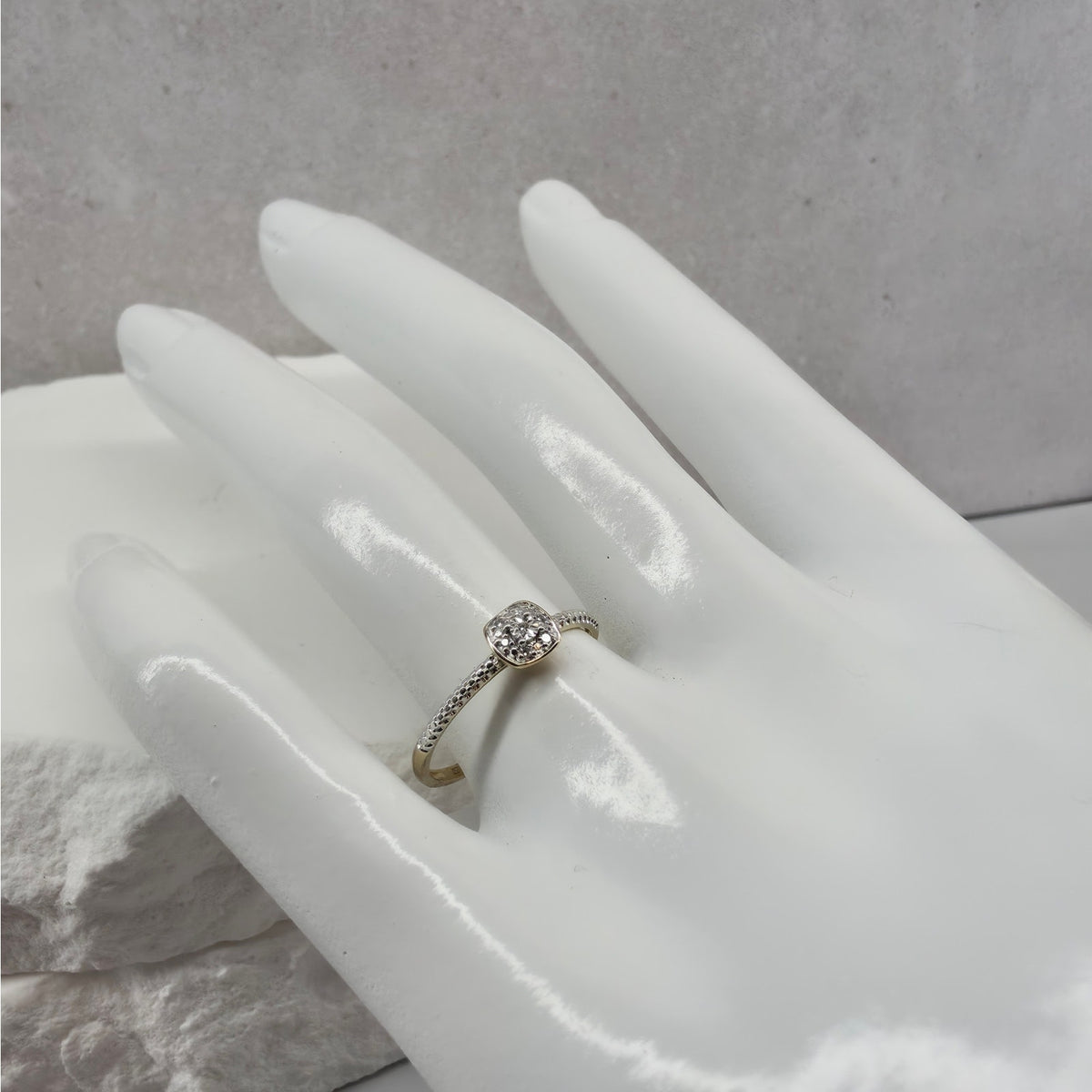 Size 8 Minimalist Lab Grown Diamond Ring Gold over 925 Sterling Silver