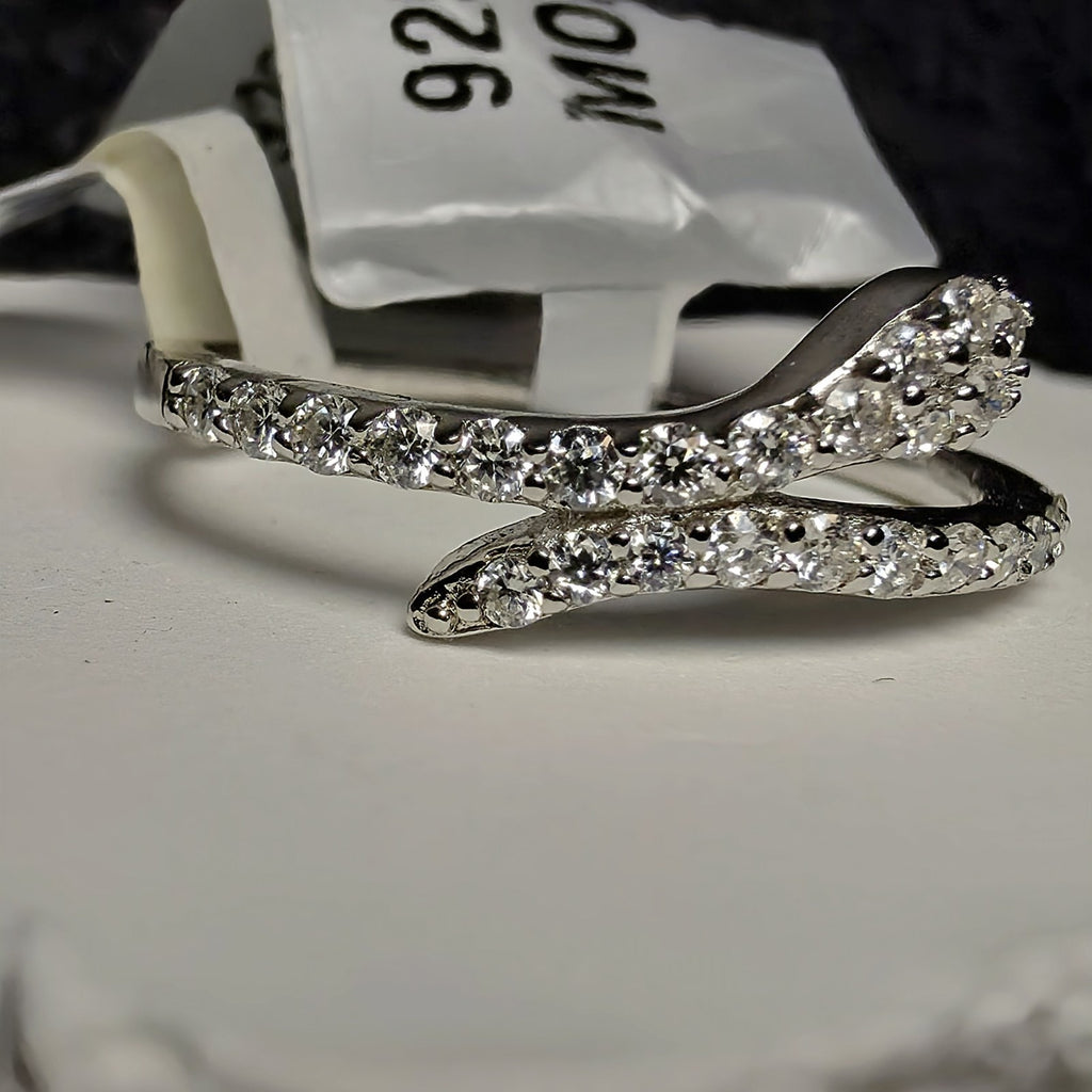 1.00 CTW Moissanite Snake Bypass Ring in 925 Sterling Silver - Size 7