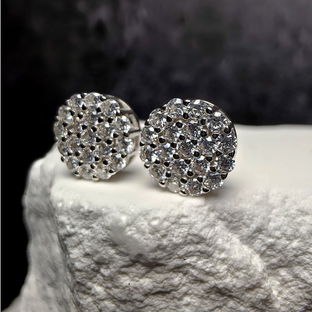 8mm 0.65ct Moissanite Cluster Earrings w/Screw Backs 925 Sterling Silver