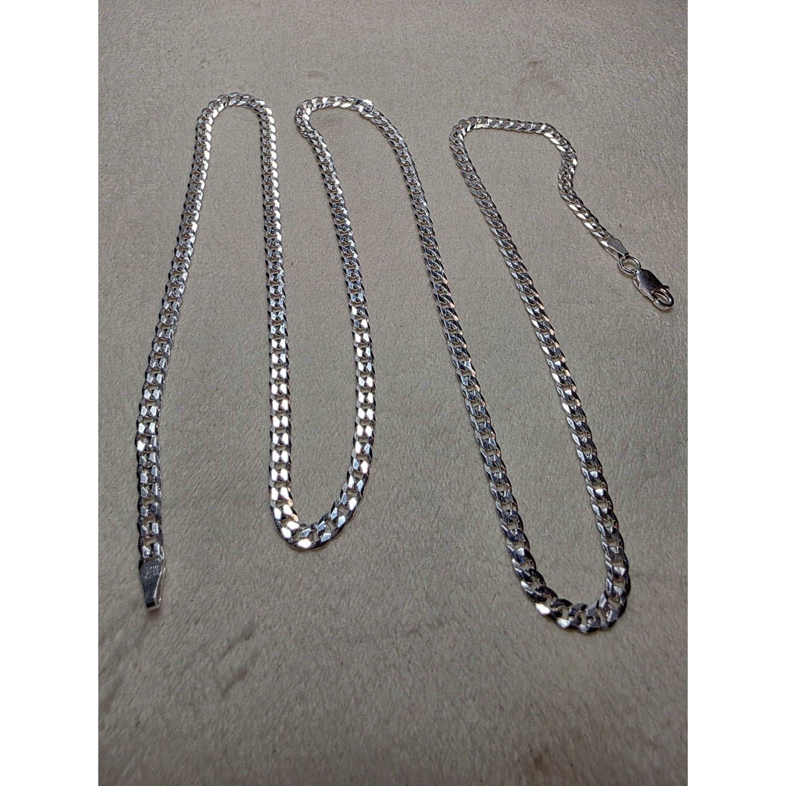 24" 3.5mm 9.4g Cuban Curb Chain Solid 925 Sterling Silver