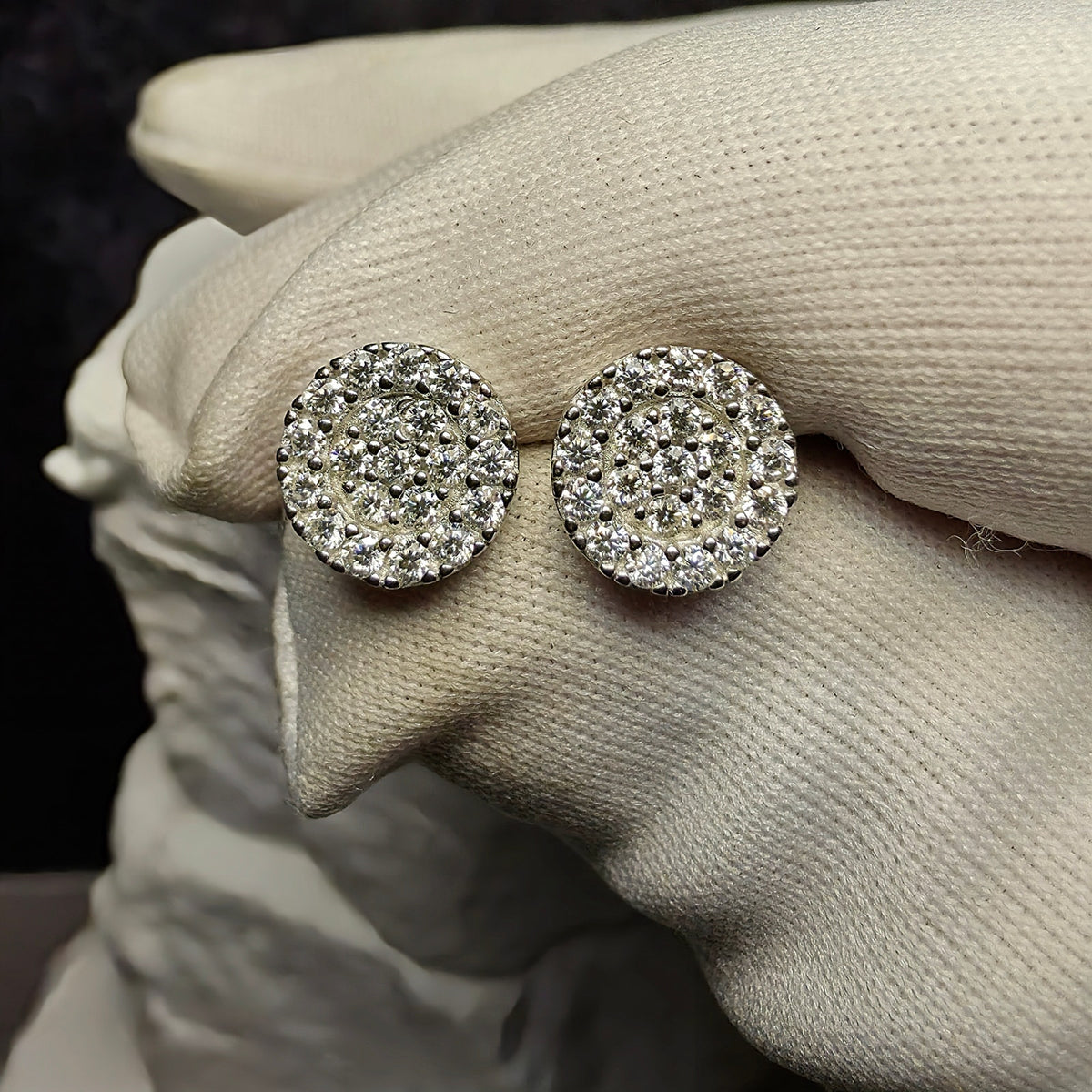 0.46ct Moissanite 8mm Cluster Stud Earrings 925 Sterling Silver w/Screw Backs