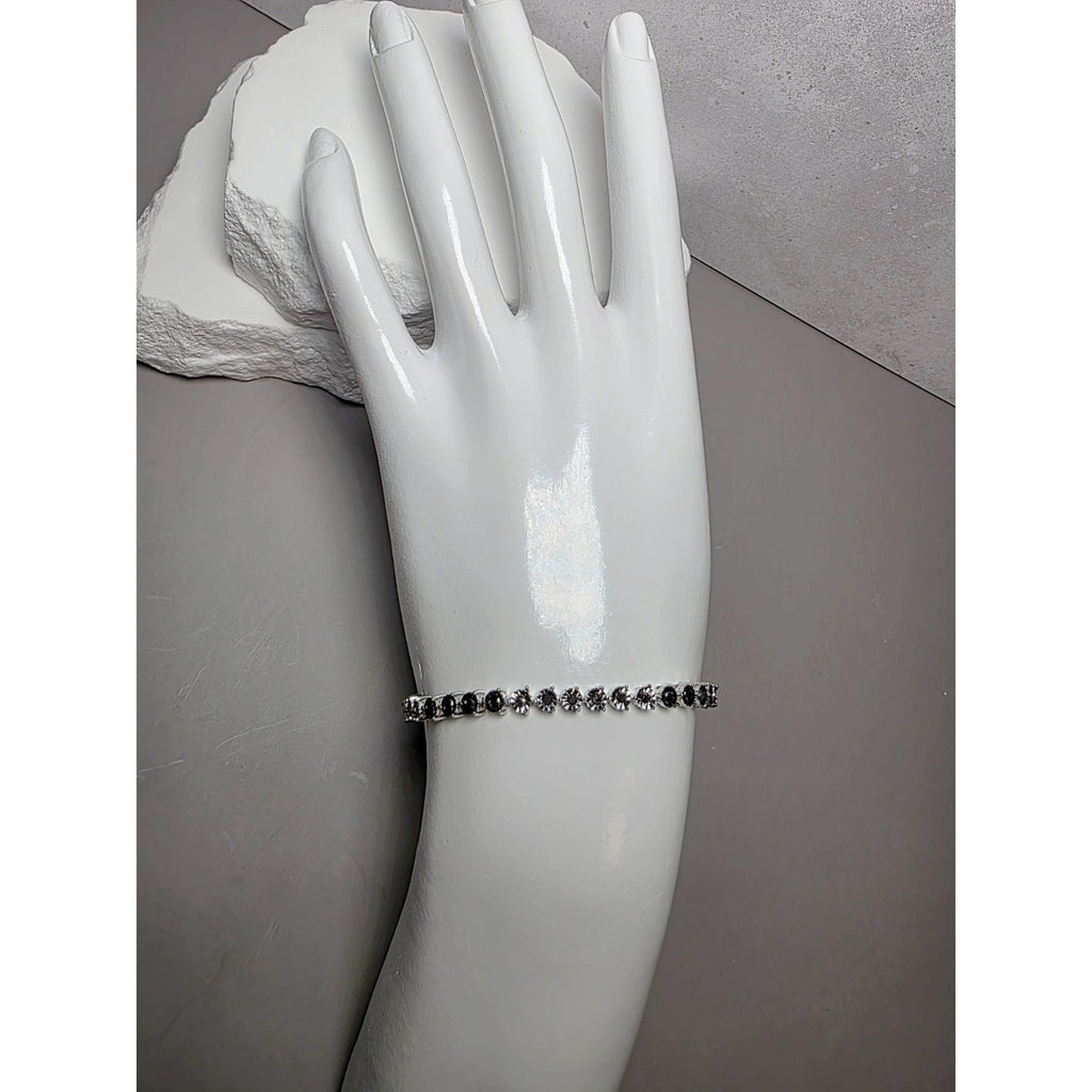 7" 3.7mm 1.0ctw Natural Black Diamond Tennis Bracelet 925 Sterling Silver