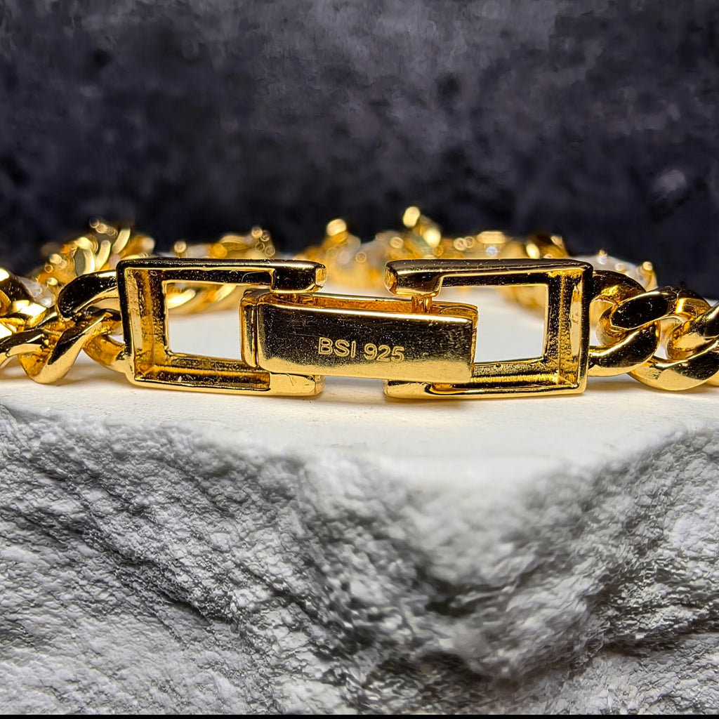 3.30 CTW Emerald-Cut VVS/D Moissanite Cuban Bracelet in Gold Over Silver (4.4mm, 7")