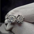 0.10ctw Diamond Cluster Halo Stud Earrings Lab Created 925 Sterling Silver...