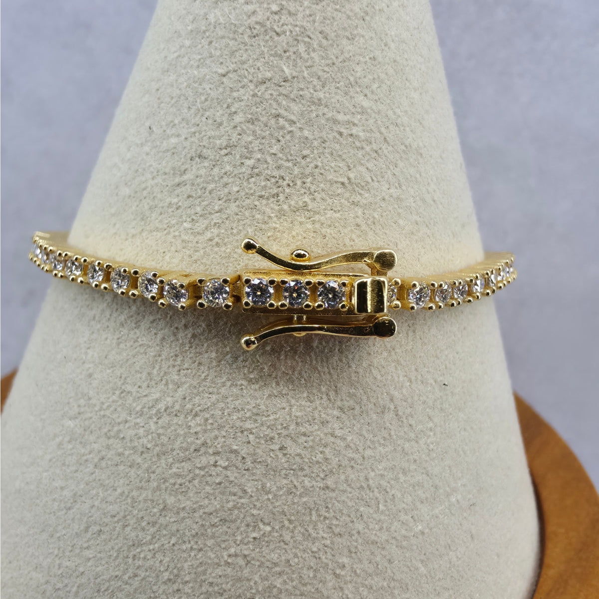6.5" 2.5mm Moissanite Tennis Bracelet Gold Plated 925 Silver - GRA Certified