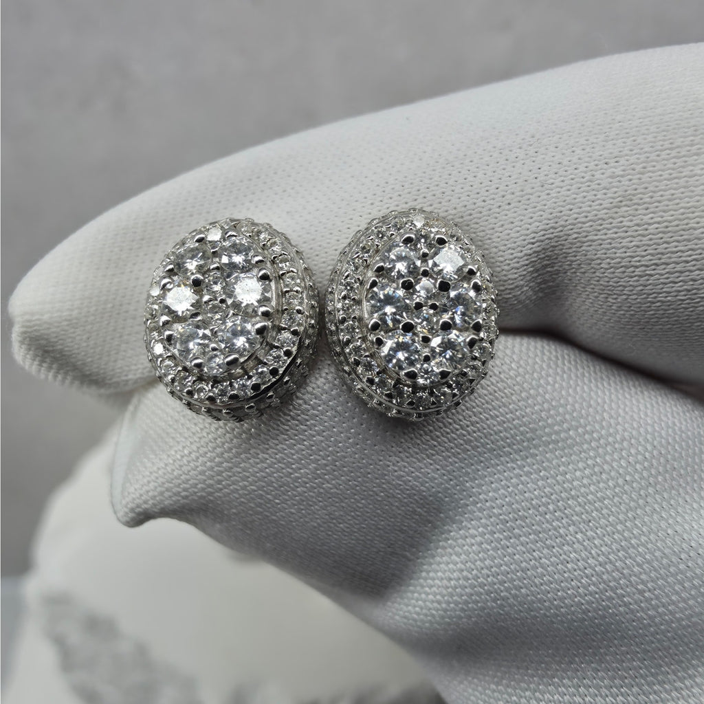8.6mm 1.6ctw Moissanite Cluster Halo Stud Earrings 925 Silver Screwbacks VVS