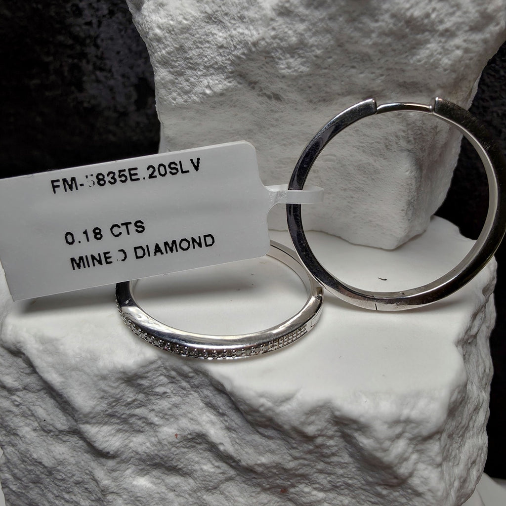 0.18 CTW Genuine Mined Diamond 925 Sterling Silver Round Hoop Earrings