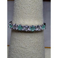 S7 Natural Emerald & 0.46ctw Moissanite Half Eternity Band 925 Sterling Silver