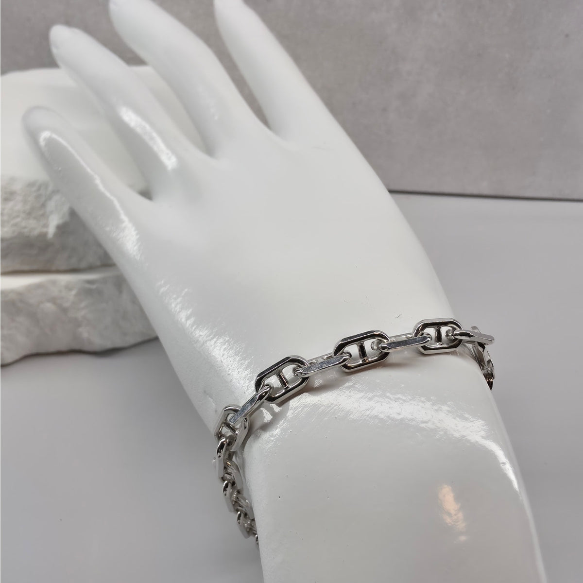 7" 5.5mm 11.1g Twisted Mariner Anchor Bracelet 925 Sterling Silver