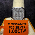 1.00 CTW Moissanite Pavé Signet Ring in 925 Sterling Silver Size 10