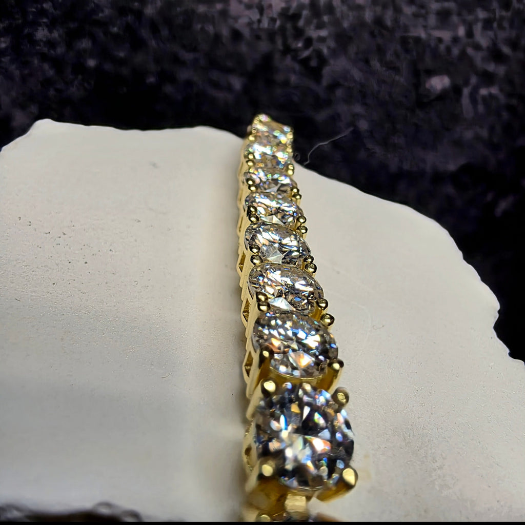 17.87ctw Moissanite Tennis Bracelet 14K Gold over 925 Sterling Silver 8" 5mm GRA