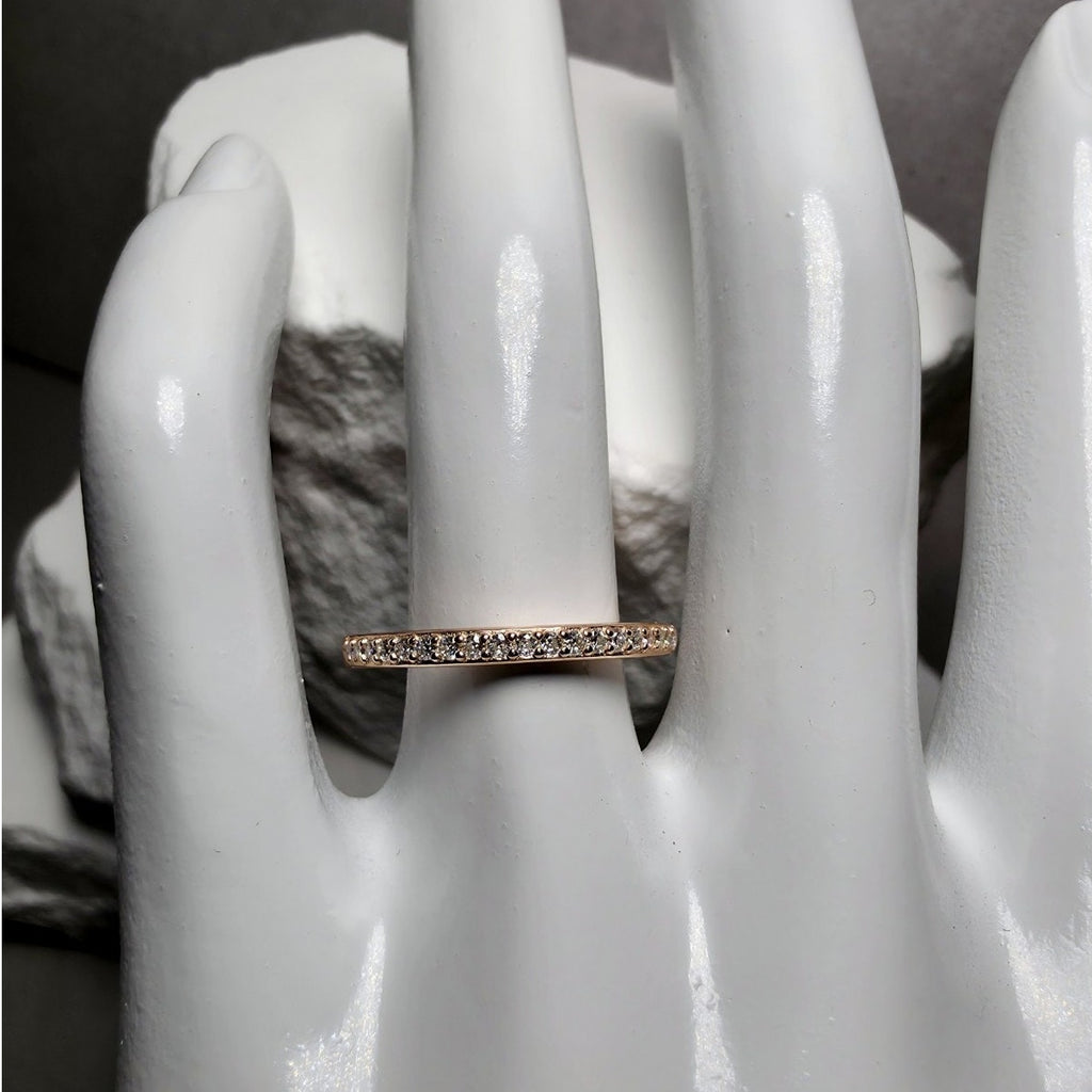 Size 7 Rose Gold Moissanite Half Eternity Stackable Ring 925 Sterling Silver
