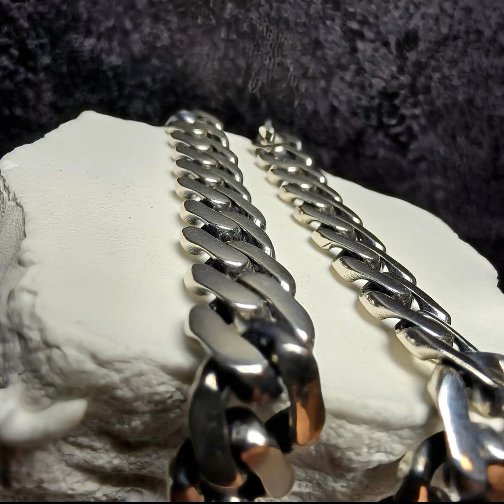Solid 925 Sterling Silver 22" Monaco Cuban Chain – Rhodium Plated, 7.35mm, 46.1g