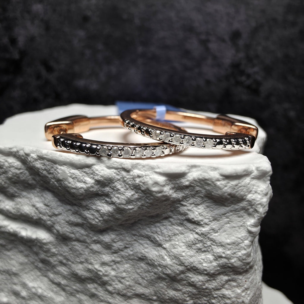 0.10 CTW Natural Diamond Hoop Earrings in Rose Gold-Plated 925 Sterling Silver