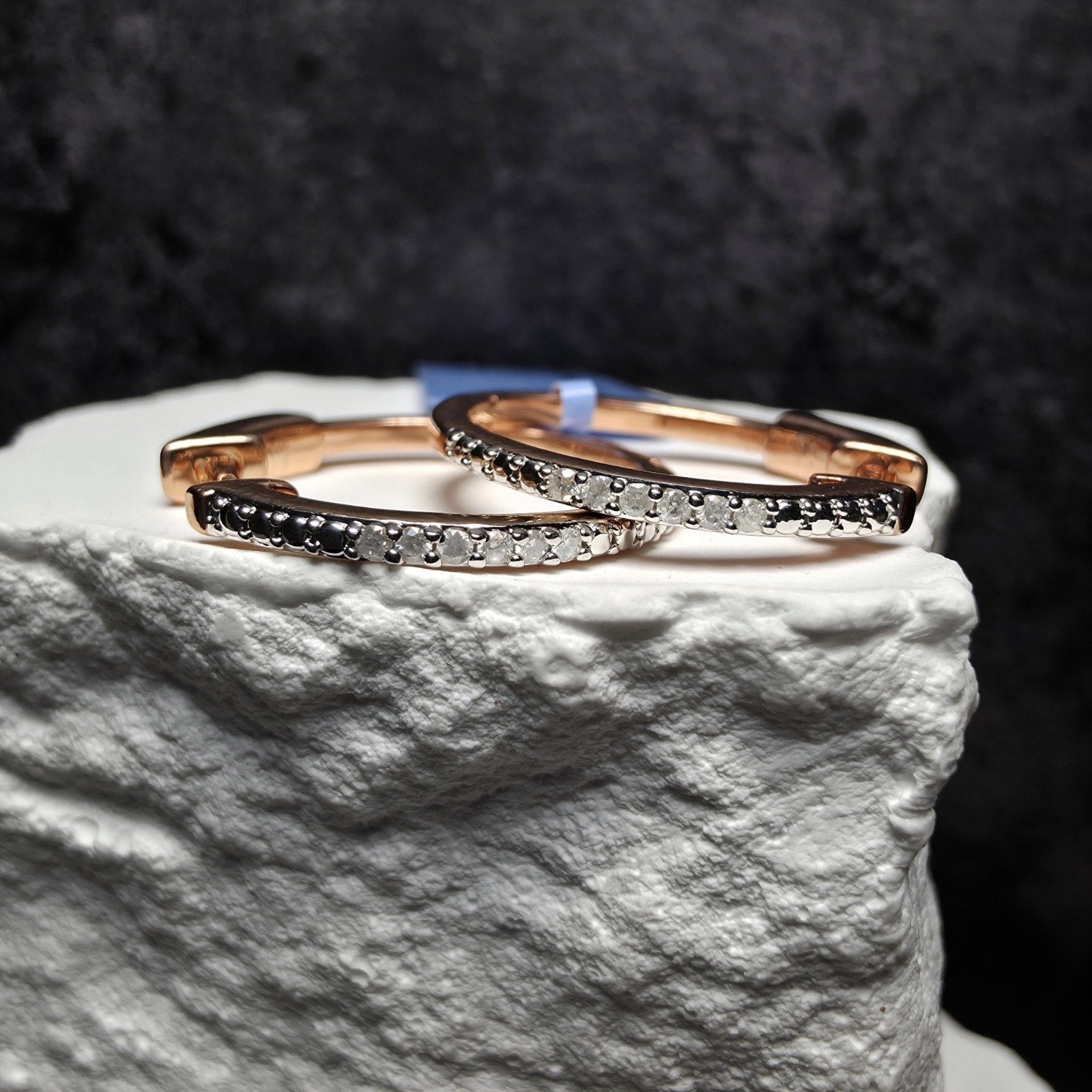 0.10 CTW Natural Diamond Hoop Earrings in Rose Gold-Plated 925 Sterling Silver