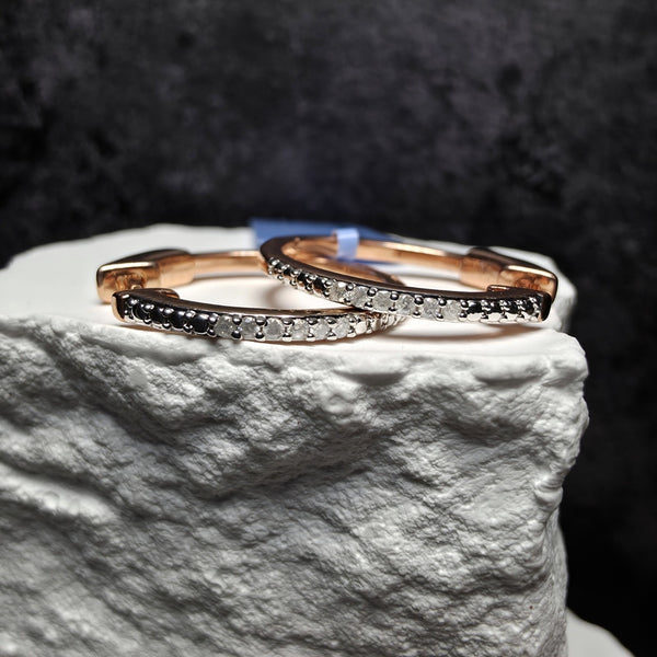 0.10 CTW Natural Diamond Hoop Earrings in Rose Gold-Plated 925 Sterling Silver
