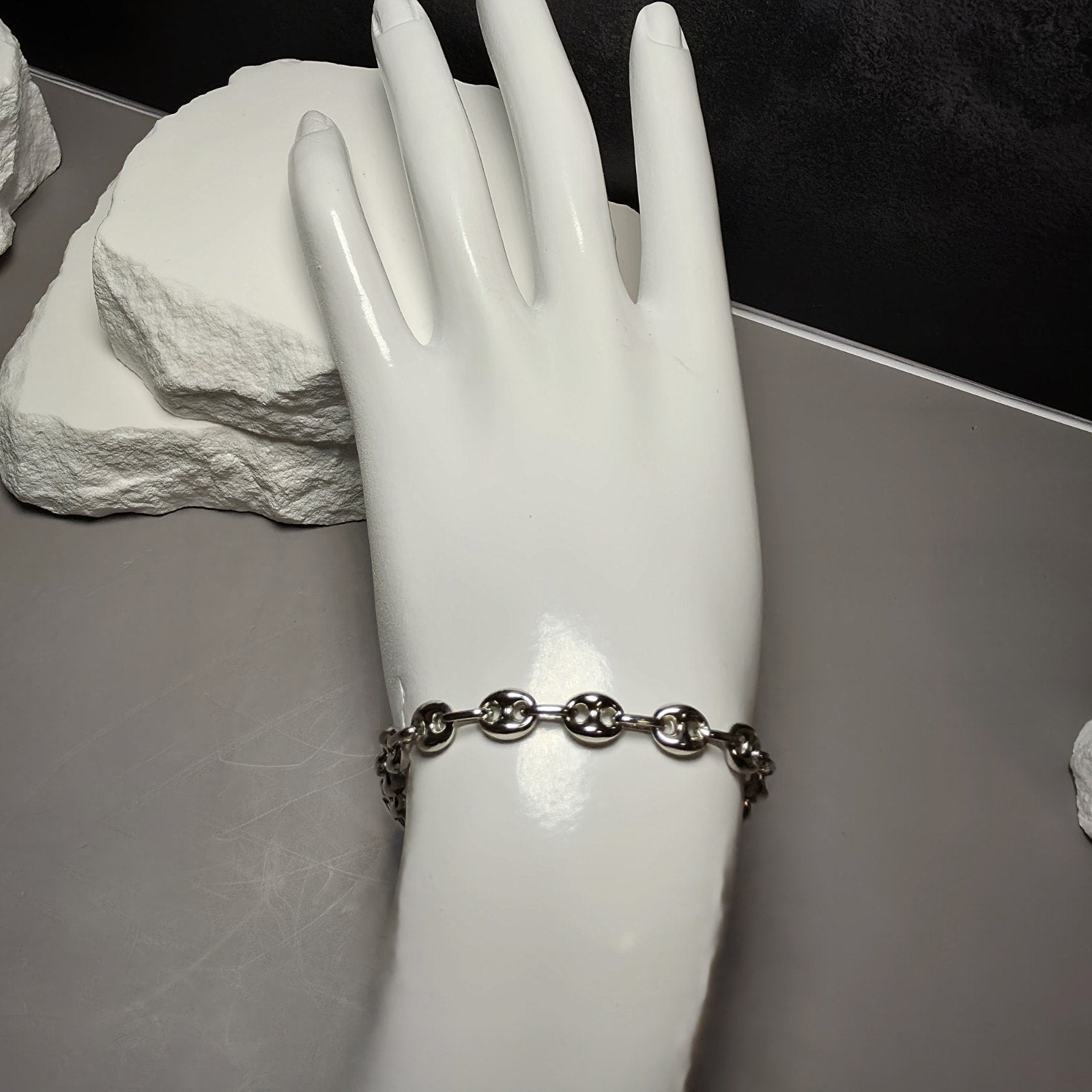 925 Sterling Silver 6.2mm Puffed Mariner Bracelet - 8 Inch, 8g
