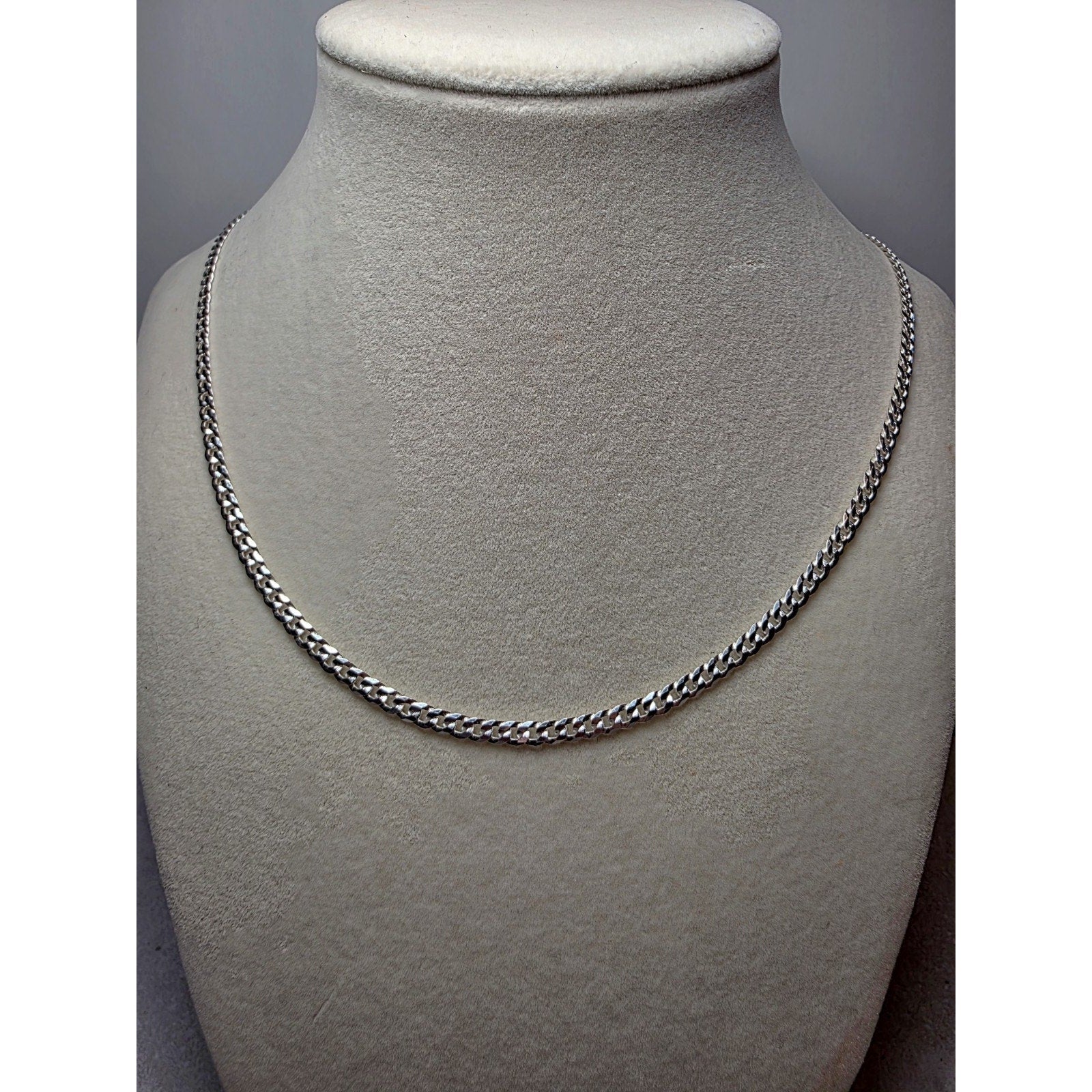 24" 3.5mm 9.4g Cuban Curb Chain Solid 925 Sterling Silver