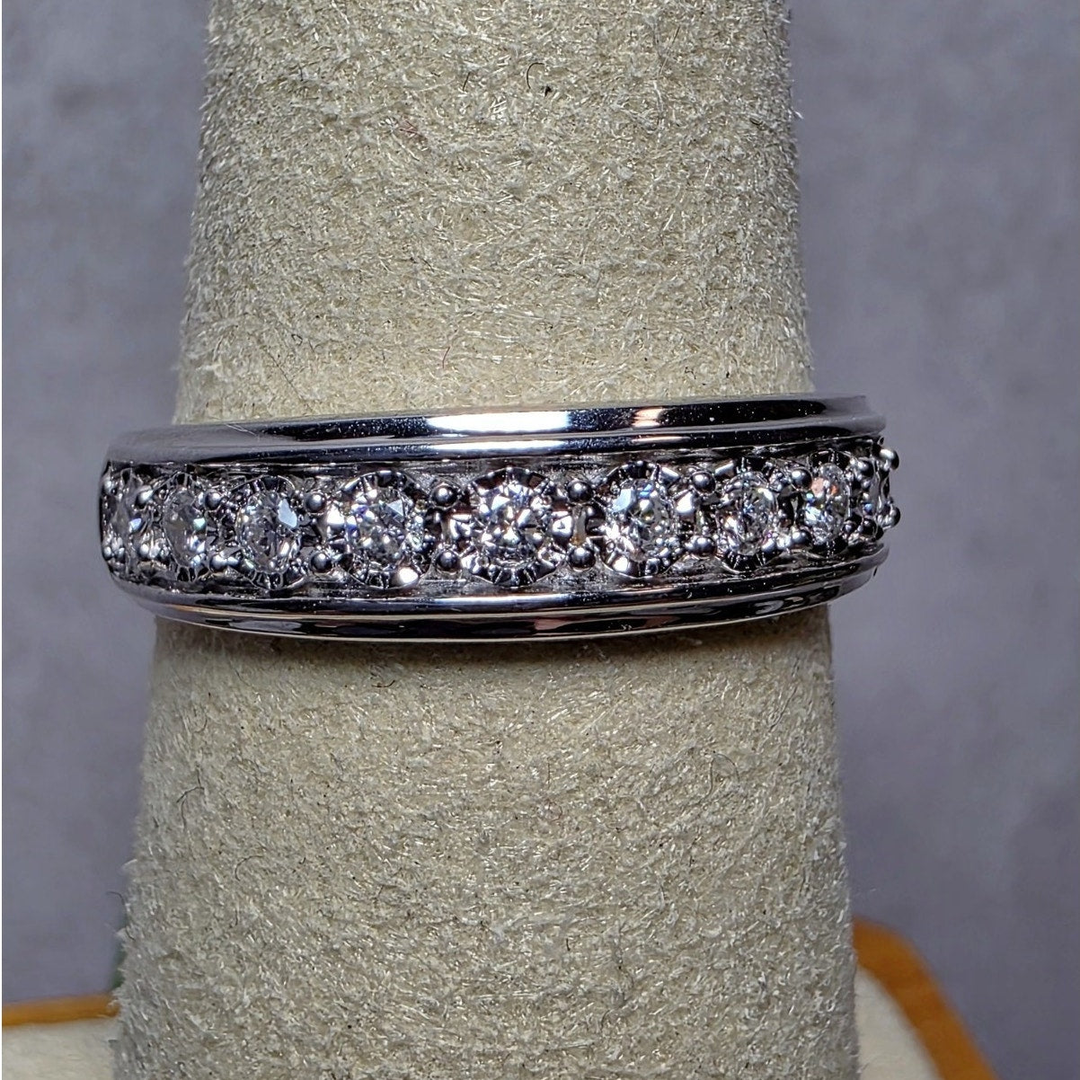 Size 7 Lab-Created Diamond 0.25ctw Half Eternity Chanel Set Band 925 Silver