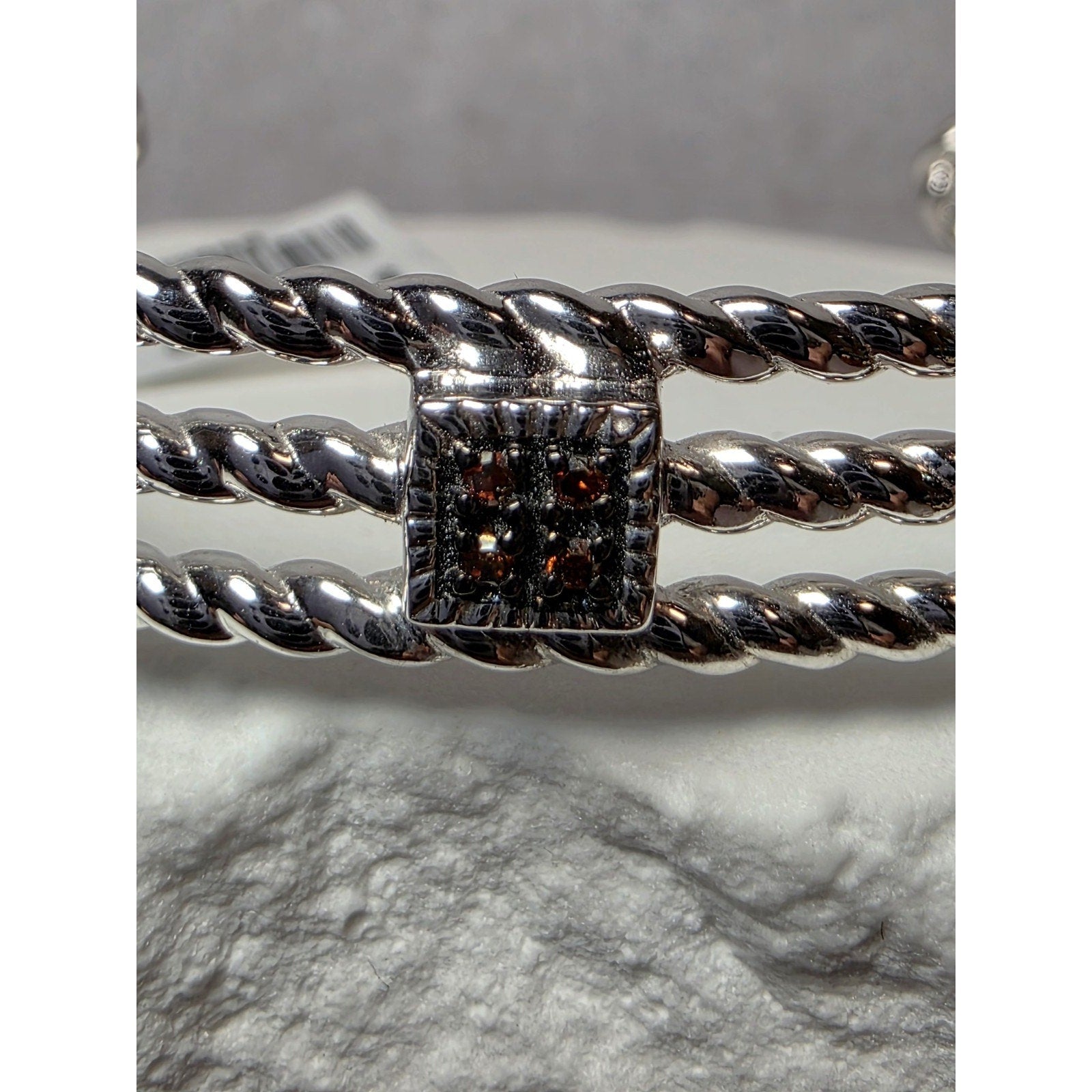 0.25ctw Multicolored Natural Diamond Adjustable Bangle 22g Solid 925 Sterling...