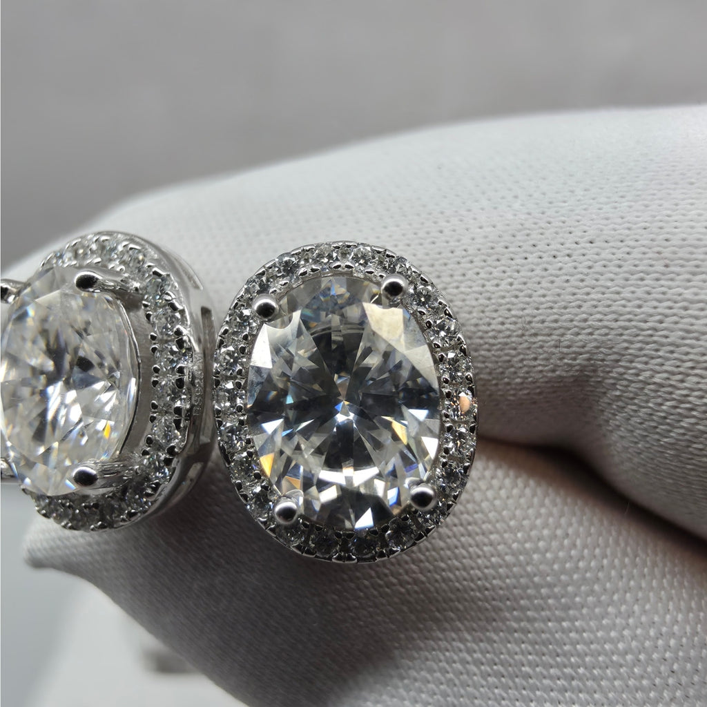 3.27ctw Moissanite Halo Stud Earrings 925 Sterling Silver w/Butterfly Push Backs