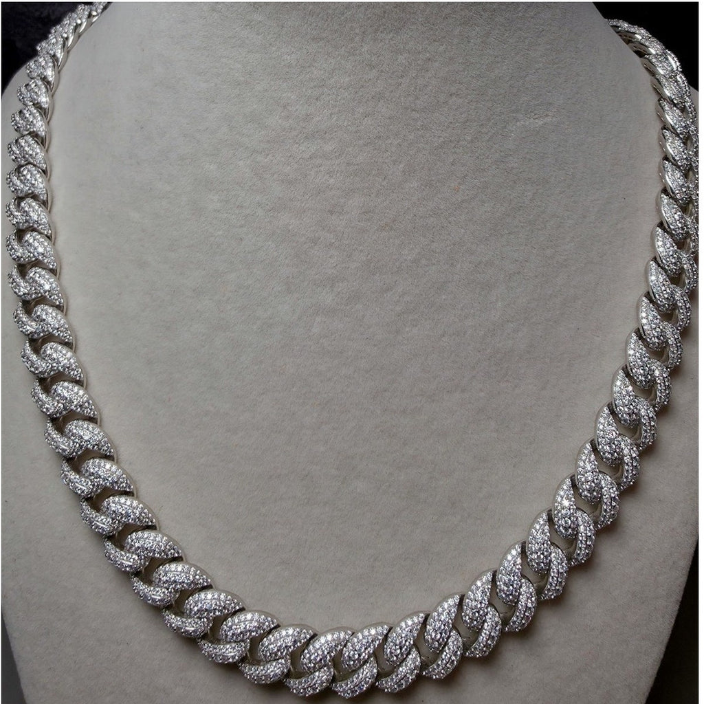 24" 10mm Hollow Moissanite Cuban Chain | 22.80 CTW VVS D, 925 Silver, 62g