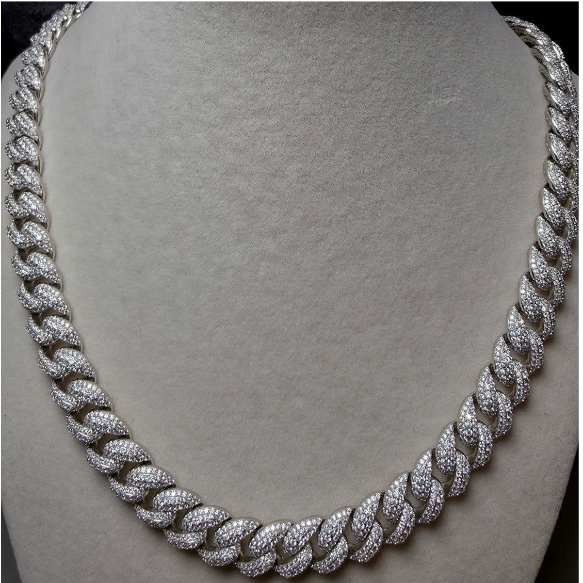 24" 10mm Hollow Moissanite Cuban Chain | 22.80 CTW VVS D, 925 Silver, 62g