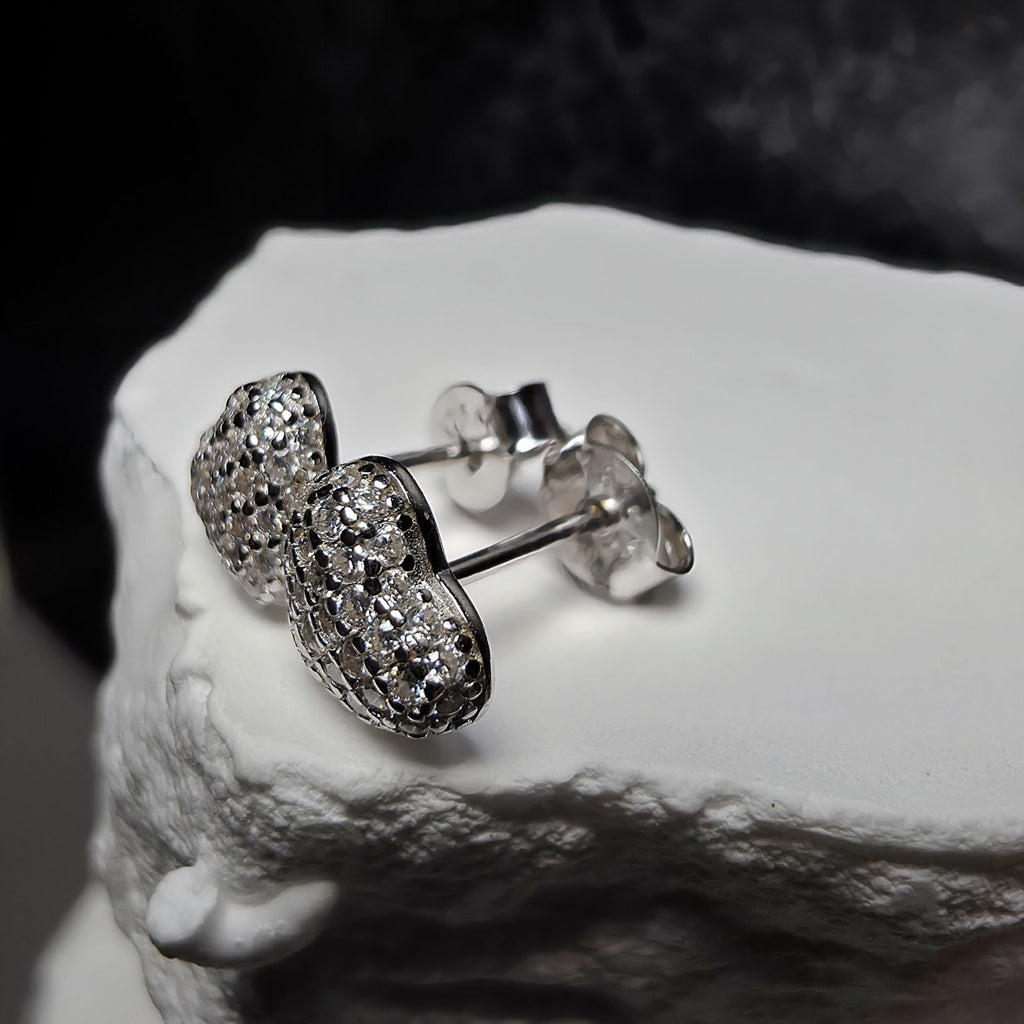0.42 CTW Pavé Moissanite Heart Stud Earrings in 925 Sterling Silver