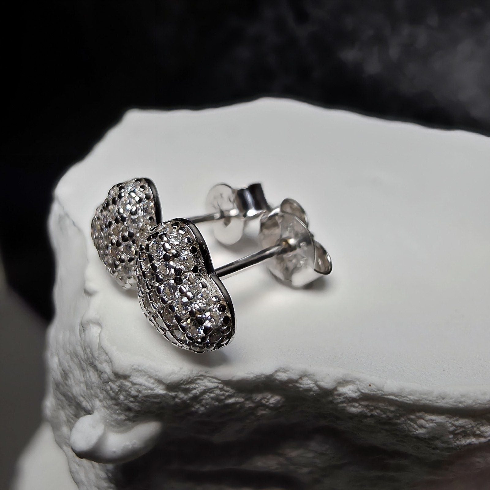 0.42 CTW Pavé Moissanite Heart Stud Earrings in 925 Sterling Silver