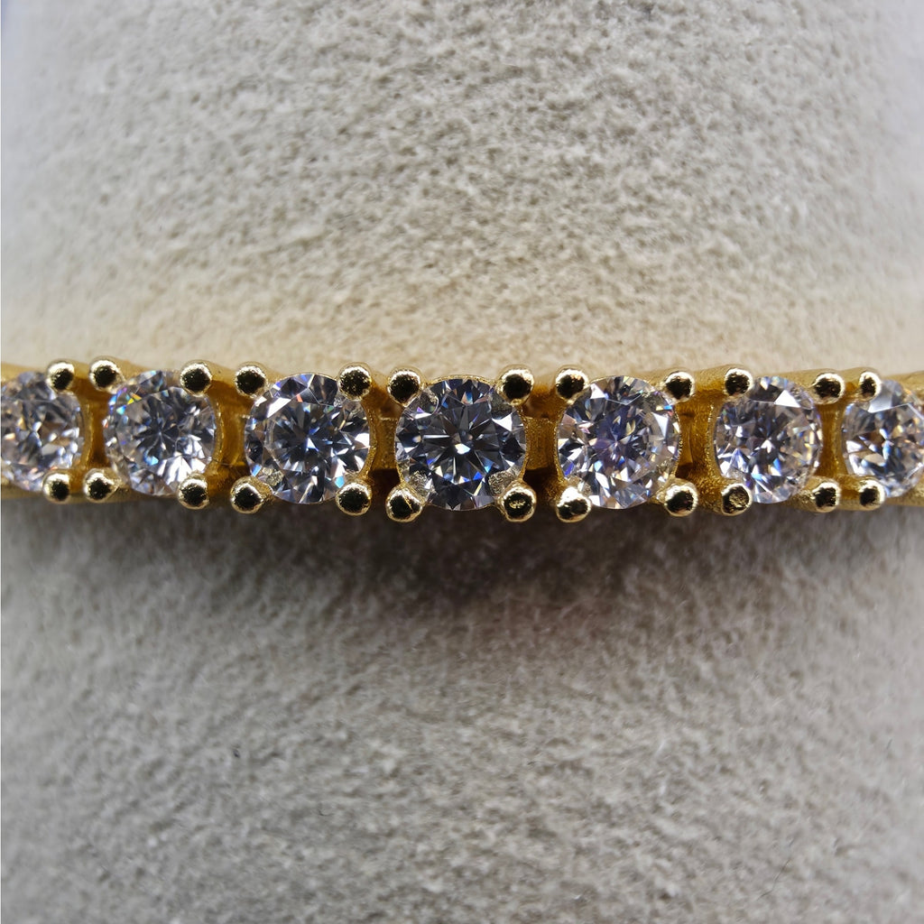 7" 3.5mm Moissanite Tennis Bracelet Gold Plated 925 Silver - GRA Certified