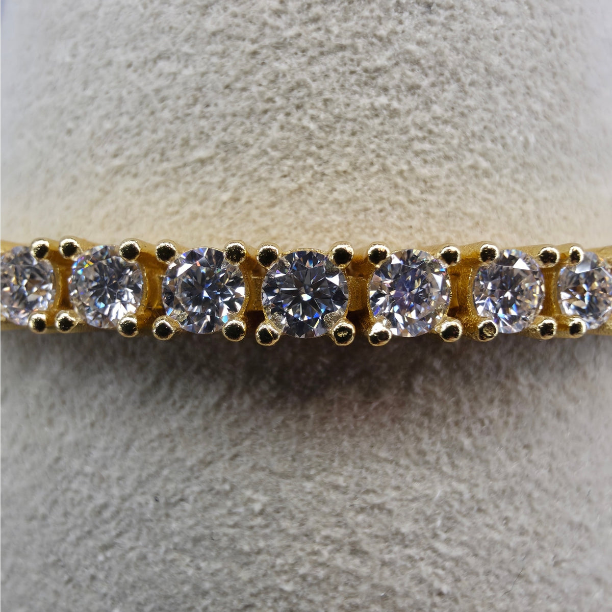 7" 3.5mm Moissanite Tennis Bracelet Gold Plated 925 Silver - GRA Certified