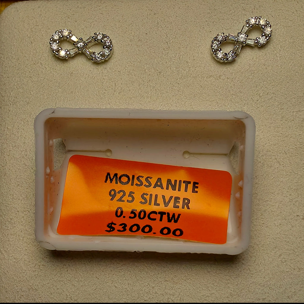 0.50 CTW Moissanite Infinity Stud Earrings in 925 Sterling Silver