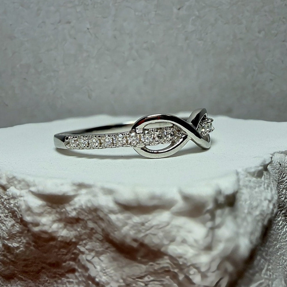 0.14ctw Moissanite Half Infinity Band Ring 925 Sterling Silver Size 5.5 w/GRA