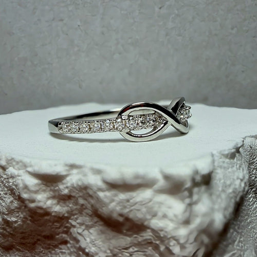 0.14ctw Moissanite Half Infinity Band Ring 925 Sterling Silver Size 5.5 w/GRA