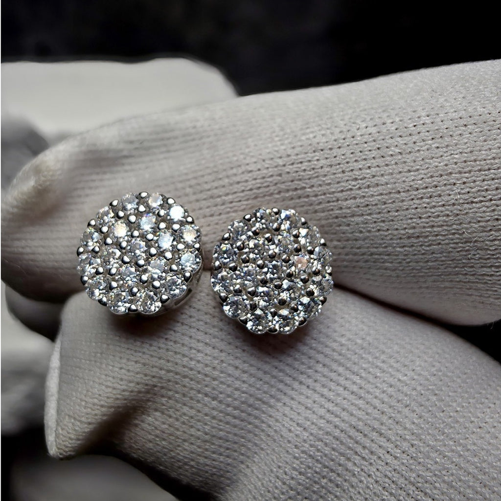 8mm 0.65ct Moissanite Cluster Earrings w/Screw Backs 925 Sterling Silver